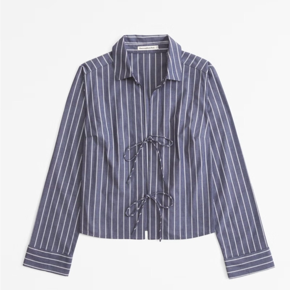 Abercrombie and fitch Long-Sleeve Poplin Tie-Front Shirt